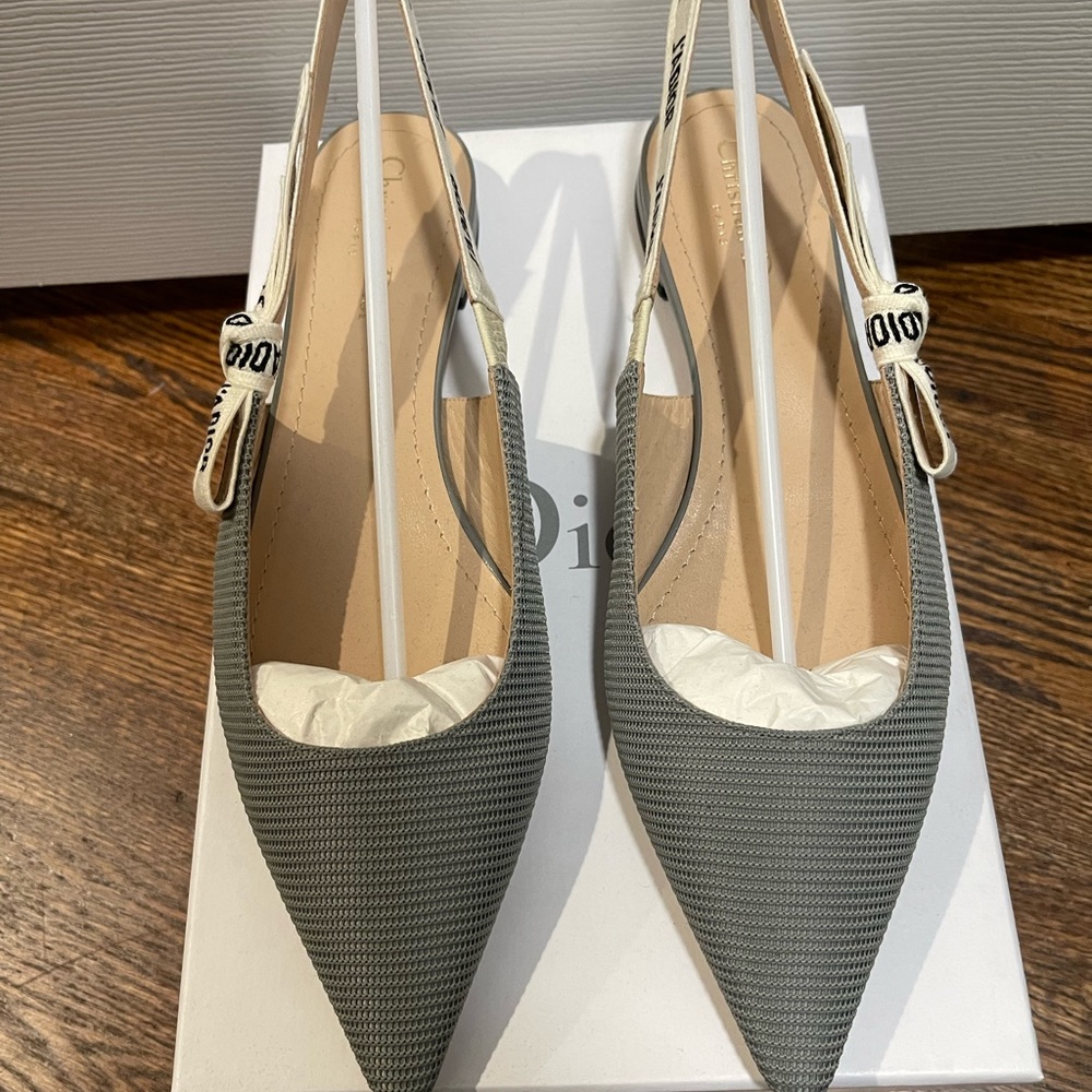 *SOLD* Dior J’adior Slingback Ballerina Flat 42 Gray Technical Fabric